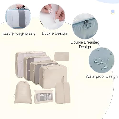 Sac de rangement multifonctionnel voyage lot de 7 compartiments gris
