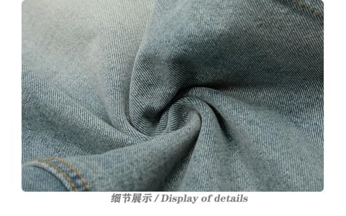 Jeans Pants Trousers Denim Retro Street Trendy Washed Blue Grinding White Loose Commuter Casual Straight Leg Men 6