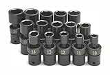 SK Hand Tools 34350 15-Piece 1/2-Inch Drive 6 Point Swivel Metric Impact Socket Set