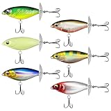 Dexpally Lot de 6 Leurres de Surface Topwater à Double Hélice – Flottant   Wobbler à Queue Rotative pour Brochet, Sandre, Silure, Perche, Bar, Truite – Eau Douce et salée – ABS avec Hameçons BKK