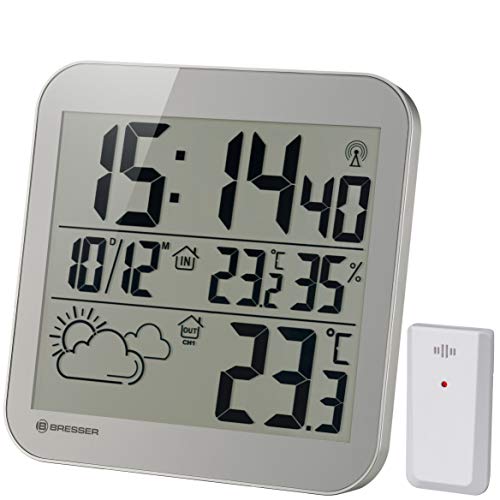 BRESSER 7001910HZI000 Wall Clock, Silver