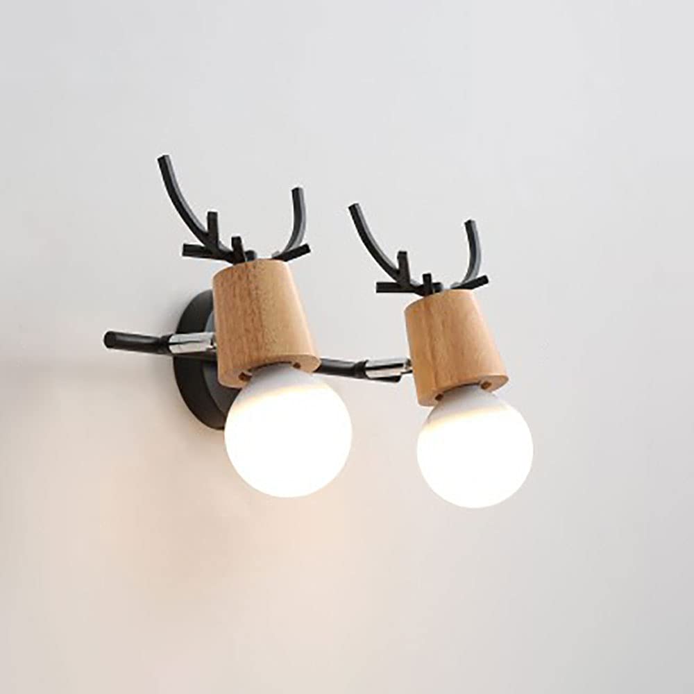 Applique murale bois et métal à 2 lumières douille E27 pour intérieur