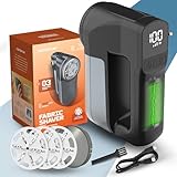 PORTENTUM Levapelucchi Elettrico con Luce LED – Display Digitale, 3 Velocità fino a 9.000 RPM, Lama a 6 Foglie, Grande Serbatoio, Togli Pelucchi per Abiti e Casa Ricaricabile USB C, Potenza Reale 15W