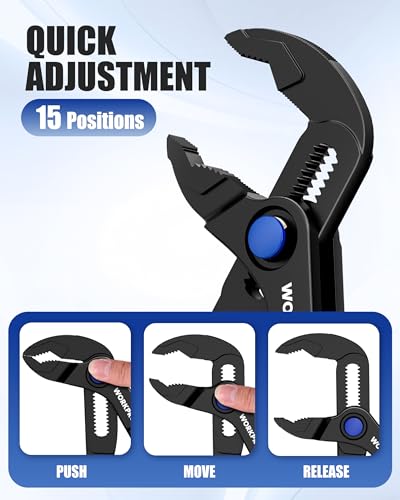 image for WORKPRO Mini Water Pump Pliers, 4-Inch Groove Joint Pliers, Fast Adjus