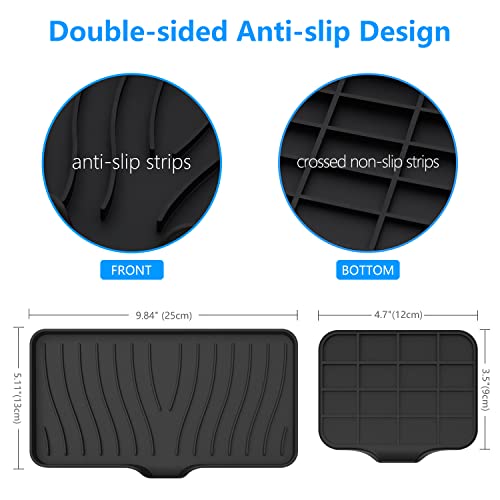 3-Pack Soap Dishes For Bar Soap, Sponge Holder For Kitchen Sink, Kitchen Soap Tray, Soap Holder For Kitchen Sink/Bathroom, Sink Tray For Kitchen Counter/Soap Bottles, Sponge Tray With Drain (Black) #TOP6