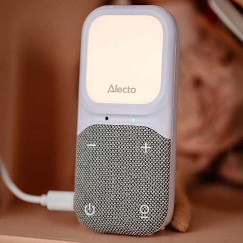 Alecto DBX140 - nowoczesna elektroniczna niania Full Eco Audio z wyraźną jakością dźwięku DECT, wyświetlaczem i lampką nocną – biały/szary