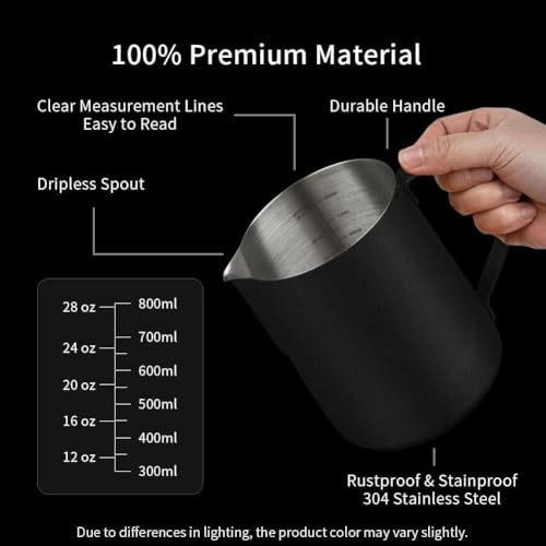 Image of watchget 32oz Milk Frothing Pitcher Stainless Steel Espresso Steaming Jug