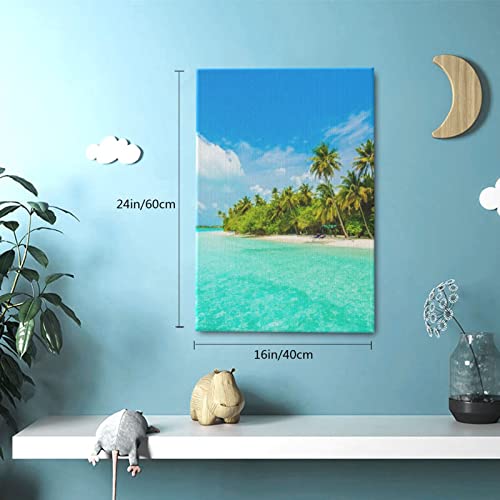 Toile murale moderne île tropicale haute définition pour salle de bain
