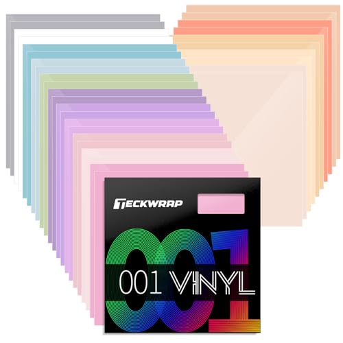 Vinyle permanent pastel pour projets de bricolage et décalcomanies, lot 32 feuilles TECKWRAP 001
