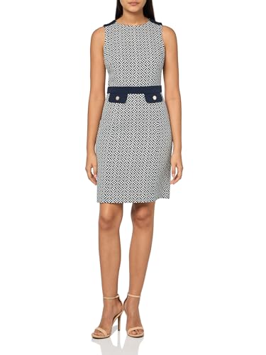 Tommy Hilfiger Women's Dresses Shift,Sky Captain/Cream,4