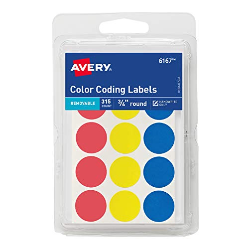 Avery Color Coding Labels, 0.75 Inches, Round, Count of 315 (6167)