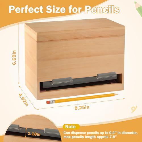 Pencil Dispenser for Classroom, Wooden Pencil Holder, Classroom Teacher Must Have, Pencils Straws Organization & Storage for Classroom Office Kitchen Restaurant (Wood color) by YEGEER - Image 7