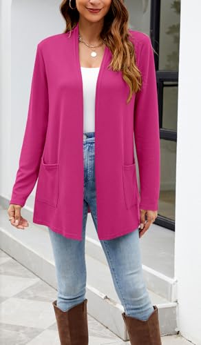Image of Newchoice Womens Lightweight Long Sleeve Cardigans with Pockets Summer Casual Open Front Sweater Cardigan Duster