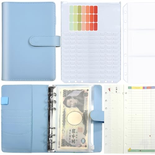バインダーカバー　A6 水色ストライプ　カードポーチ　韓国　貯金 バインダーカバー A6 水色ストライプ カードポーチ 韓国 貯金