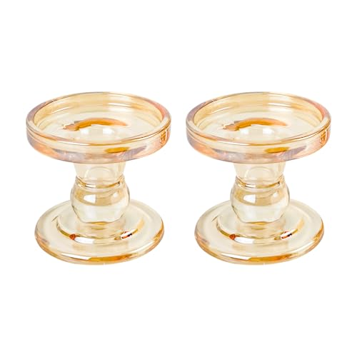 Amber Glass Candle Holders