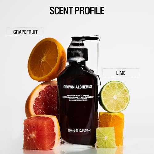 Grown Alchemist Energize Body Cleanser, Chamomile, Bergamot, Rose - Organic Body Wash, Sensitive Exfoliating, Moisturising - Natural Bathing Cleansers, Luxury Antioxidant Shower Gels