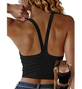 ANRABESS Womens Workout Tops Ribbed Crop Tank Backless Sleeveless Scoop Neck Going Out Camis Shir...