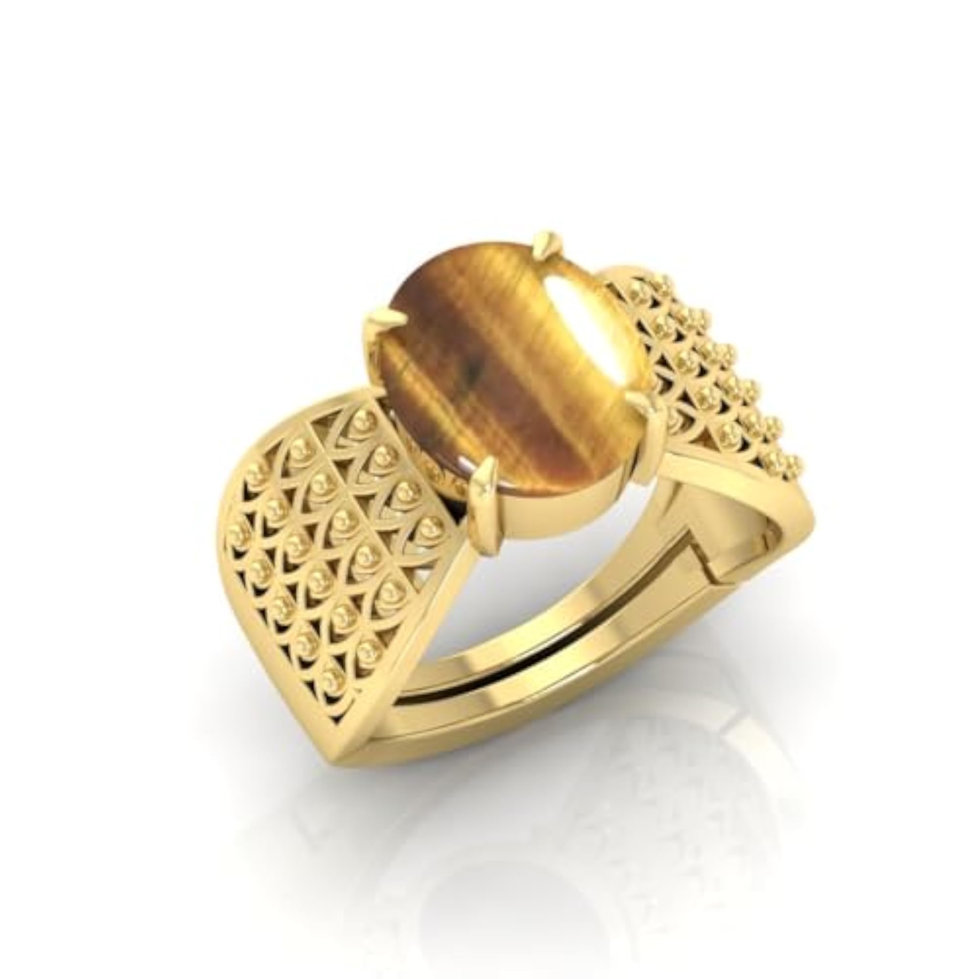 10.25 Ratti Tiger Eye Original Stone Adjustable Ring, Unisex