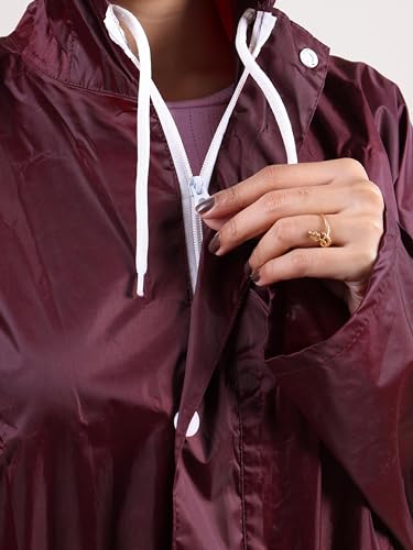 Image of Rupa Rainsuit Women Waterproof PVC Raincoat with Hood & Carry Bag | Lightweight Rainwear for Women with Front Zip | Solid Color | Standard Length | Pack of 1