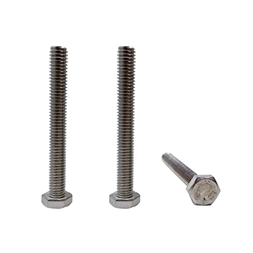 Image of M6 Hex Bolt, M6-1.0 x 50mm Hex Head Screw Bolts, 304 Stainless Steel, Fully Threaded, Plain Finish, Hex Tap Bolts 20Pcs (M6x50mm)