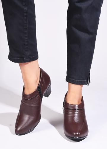 Image of SilverArrow Ankle Length Block Heel Boots Trendy Comfortable Zipper Boots for Womens & Girls Black