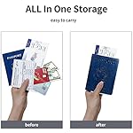 Passport Holder Cover Wallet Case RFID Blocking Leather Card Slot Travel Accessories Documents Organizer Protector for Women Men, Navy Blue - Image 3