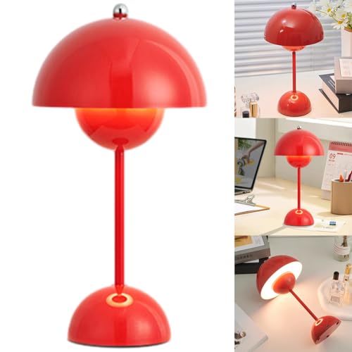Lumiled Schreibtischlampe Rot Retro - Verstellbarer Arm Mit E27 Fassung & Klemme/Standfuß