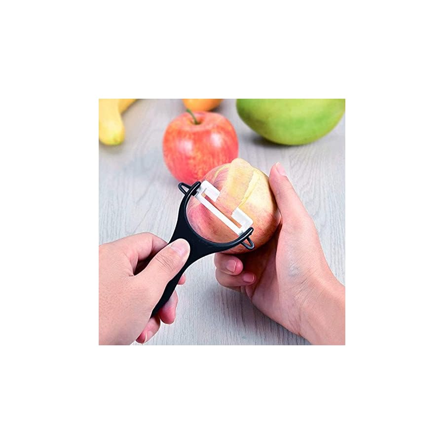 CORESLUX Ceramic knife, 6 Piece Ceramic Kitchen Knife Set, Ceramic Knives Set for Kitchen 6" Chef Knife 5" Utility Knife 4" Fruit Knife 3" Paring Knife 1'' Vegetable Fruit Peeler(Black)
