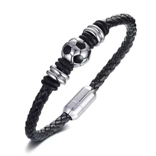 TSUOUKL Bracelet de Football,bracelet enfant garçon,Cadeaux de Bijoux pour Garçons,Bracelet de Sport en Pierre Naturelle,Gourmette Football Réglable pour...