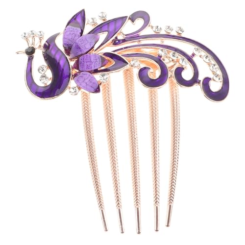 LIOOBO 水晶装飾ヘアコーム ブライダルヘアアクセサリー 髪飾り 結婚式用 ヘッドドレス 紫色 髪型アレンジが自由自在で 華やかな装飾が魅力を引き立てるアイテム