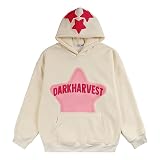 SPACELINE Demon Horn Pringting Zip Up Hoodie Oversized Mens Streetwear Graphic Hoodies Vintage Crewneck Sweatshirts