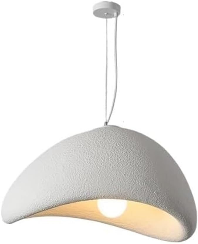 Lustre salon blanc mat 40cm style japonais au-dessus de la table à manger