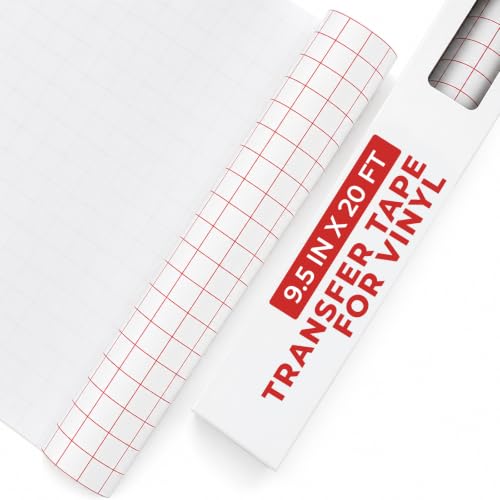 Image of YRYM HT Transfer Tape for Vinyl, 9.5 in x 20 FT Roll, Medium Tack, Red