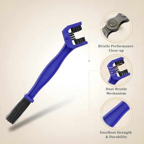 Image of 2 Pieces Bike Chain Cleaner Brush | Soft & Long Bristles | Multi-Purpose Chain Cleaning Tool for Quick Cleaning of Motorcycles & Cycles | Durable, Reusable 3-Sided Chain Brush for All Bikes