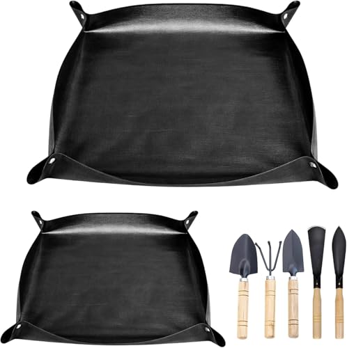 Umtopfmatte 2-teiliges Set mit Pflanzmatte und Pflanzunterlage Ideal für Pflanzenpflege und Umtopfarbeiten Inklusive 5 kleinen Schaufeln für präzises Arbeiten Größen 100x100 cm und 66x66 cm