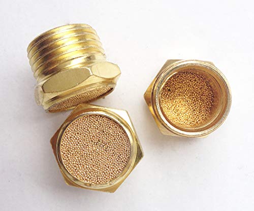 Ochoos M5 1/8 1/4 3/8 1/2 3/4 1 inch Throttle Down Muffler Filter Flat end Copper Pneumatic Electromagnetic Valve Noise Elimination - (Dimensions: 20 pcs 1of 8)