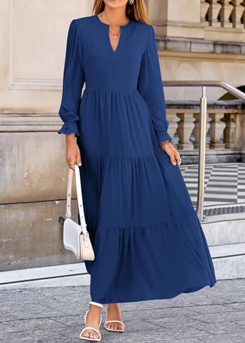 Lazysmile Long Sleeve Dress for Women Navy — view 4