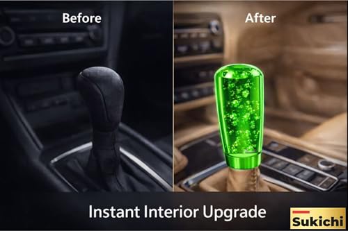Image of Sukichi 10 cm Premium Car Gear Knob | Universal Fit with Screw Adapters | Stylish Bubble Design Gear Shift Knob | Easy 2-Minute Installation | Interior Custom Accessory (10 cm Bubble, Green)