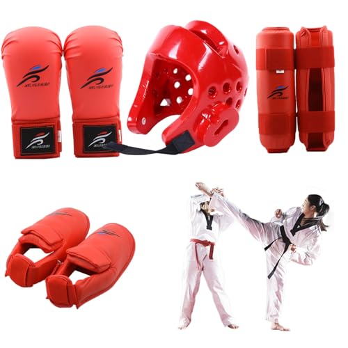 Protection karaté et taekwondo rouge pour éviter les blessures aux arts martiaux