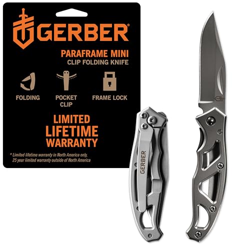 Gerber Gear Paraframe Mini Pocket Knife, 2.2″ Fine Edge Small EDC Folding Knife with Safety Lock for Everyday Carry, Gifts for Men, Stainless Steel