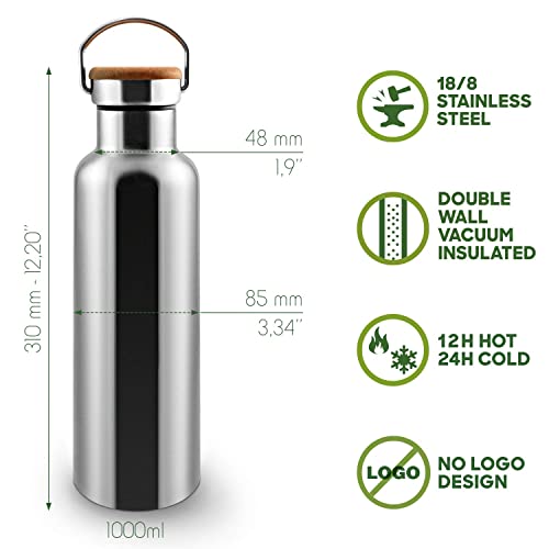 Bambaw 34 Oz Water Bottle | Insulated Water Bottles | Water Bottle Stainless Steel | Lightweight Gym Water Bottle | Insulated Water Bottle | Stainless Steel Water Bottles | 1 Liter Water Bottles #TOP4