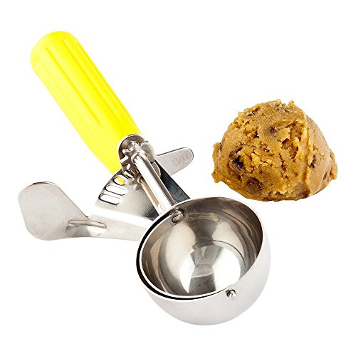 Image of Restaurantware Met Lux 2 Ounce Portion Scoop 1 Trigger Release Cookie Scoop - With Yellow Handle Stainless Steel Disher For Portion Control Scoop Cookie Dough Cupcake Batter Or Ice Cream