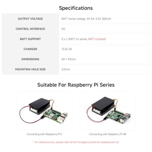 Waveshare Uninterruptible Power Supply (UPS) Module, Supports Charging and Power Output at the Same Time, 3S & 5V 5A Output, Compatible with Raspberry Pi Board - Image 5