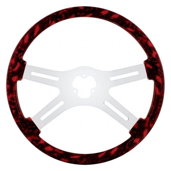 United Pacific 88236 18" Skull Steering Wheel Only With Hydro-Dip Finish Wood - Red