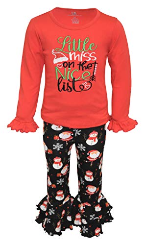Image of Unique Baby Girls Little Miss Nice List Christmas Pant Set