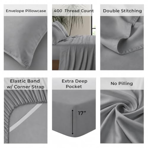 Image of |Split King Size Sheet Set | Organically Grown | Ultra Soft & Cooling |100% Viscose | 17 inch Deep Pocket [Slate]