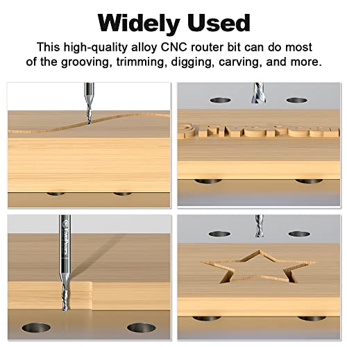 Fivepears Down Cut Spiral Router Bit For Cnc, 1/8 Inch Cutting Diameter And 1/2 Inch Cutting Length 1/4 Inch Shank Carbide End Mill Router Bit For Wood Carving Engraving Grinding Grooving #TOP4