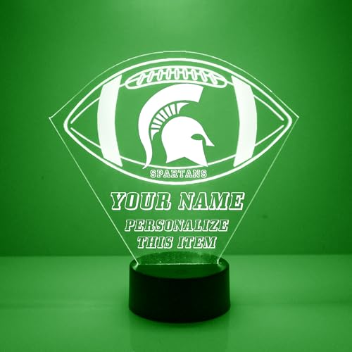 Officially Licensed Michigan State University Spartans Football Custom LED Sign Night Light Lamp with Remote, Light Up Display with Personalized Name or Image, Customized, Made in The USA