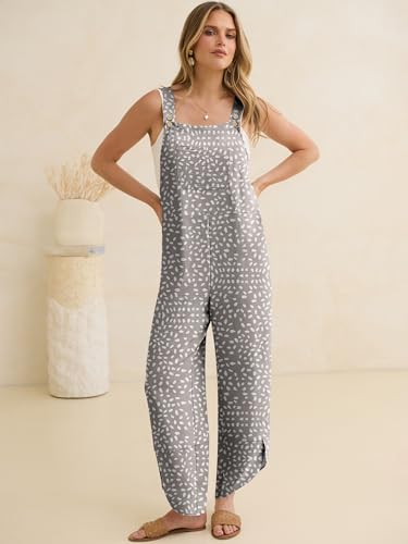 ANRABESS Overalls for Women Casual Summer Capri Jumpsuits Adjustable Straps Loose Fit Bib Overalls Spring Vacation Clothes Khaki Polka Dot X-Large by ANRABESS - Image 8