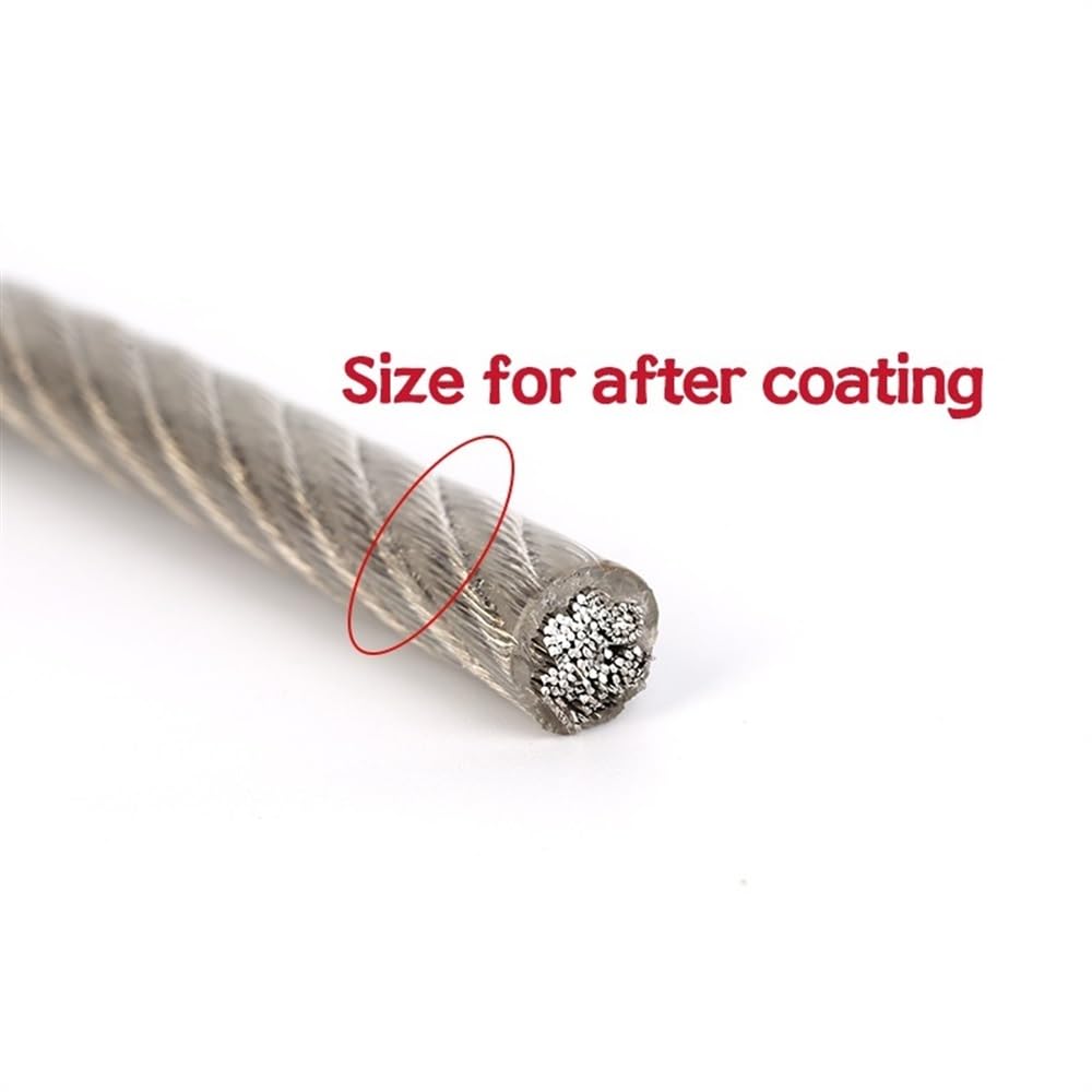 Cable Acero Cuerda de alambre Flexible recubierta PVC acero 5/10 metros, Cable suave, tendedero inoxidable transparente, diámetro 0,8/1/1, 5/2/2, 5/3/4mm(10M,6mm after coating)